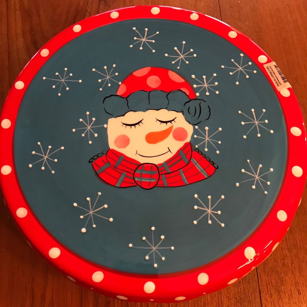 BNIB- Main Street Collection Snowman Cake Stand
